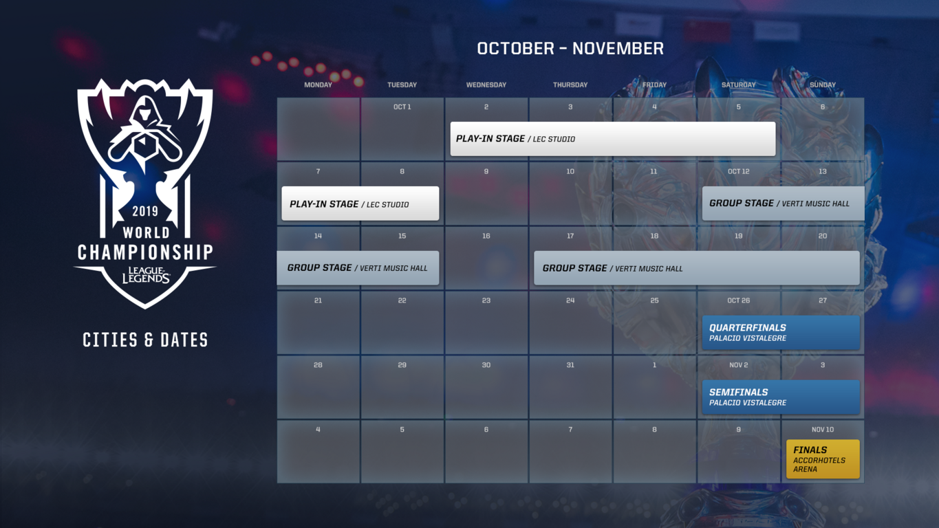Worlds LoL 2019 : Villes et dates du mondial de League of Legends